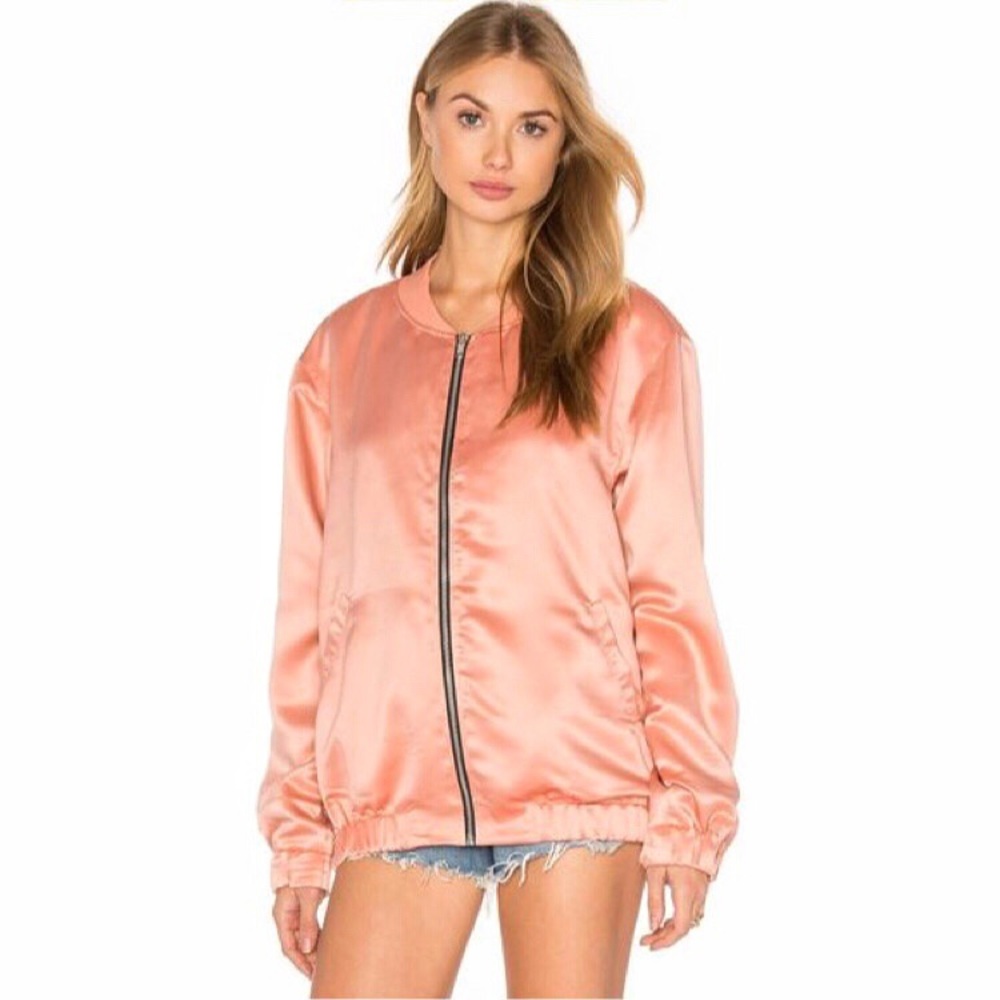 Motel (Revolve) Coppens Dark Peach Oversized Bomber Jacket Size XS